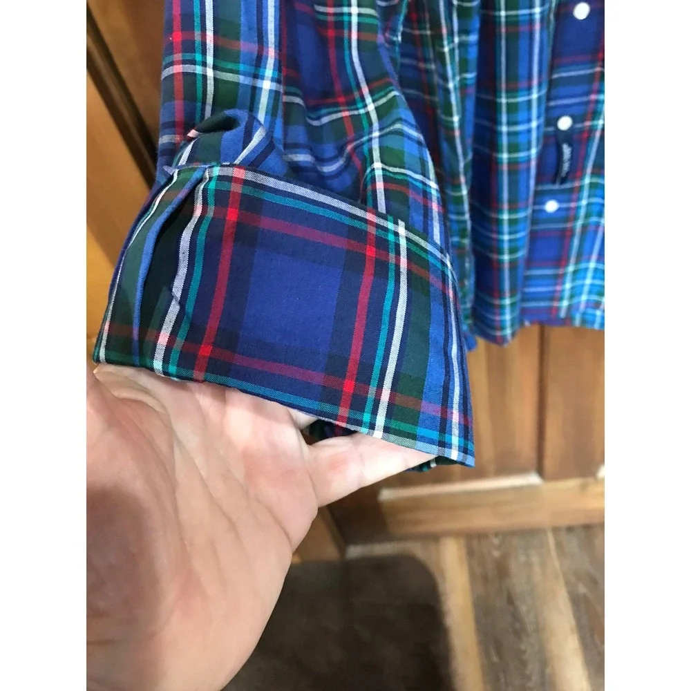 Chaps Mens Easy Care Blue‎ Green Red Plaid Long Sleeve Button Down Shirt NEW L